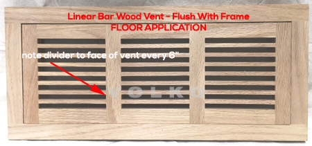 linear bar oak wood vent flush with frame register