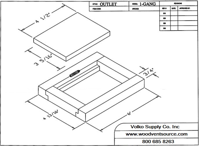 Wood floor outlet cover spec drawing