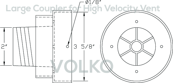 Large Coupler for Round High Velocity Wood Vent Cover