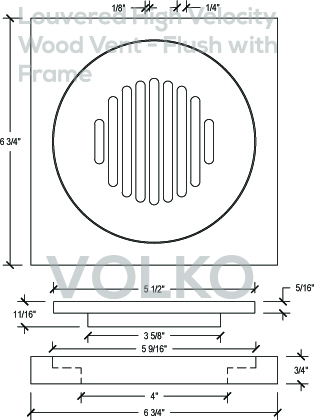 Round Louvered Flush WITH Frame High Velocity Wood Vent Cover