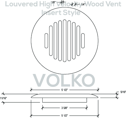 Round Louvered Insert High Velocity Wood Vent Cover