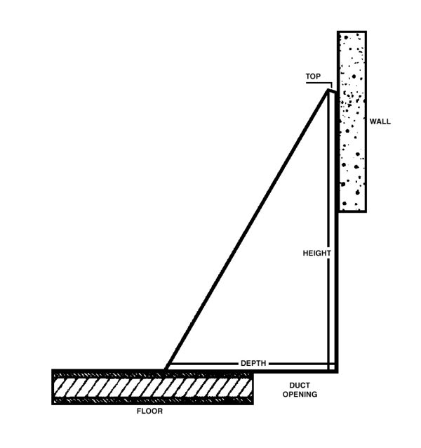 triangular baseboard vent sketch