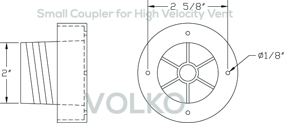 Small Coupler for Round High Velocity Wood Vent Cover